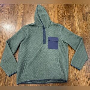 Marine Layer Quilted Green Hoodie with Navy Pocket XL